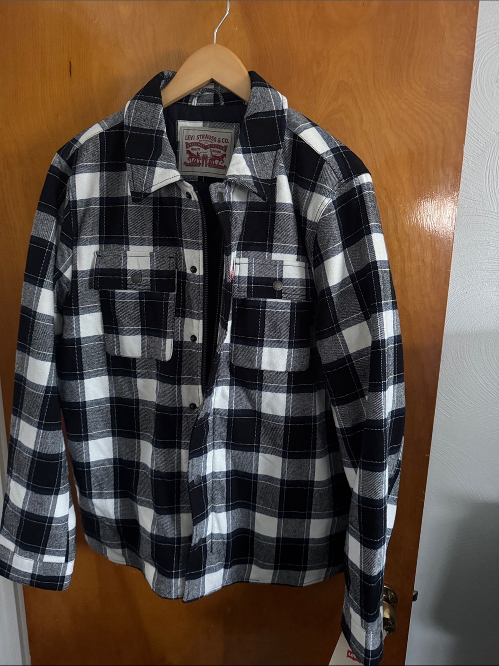 Levis Flannel Jacket Mens Medium Navy Plaid